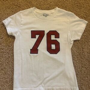 John Galt Brandy Melville White Graphic Tee with Red '76'